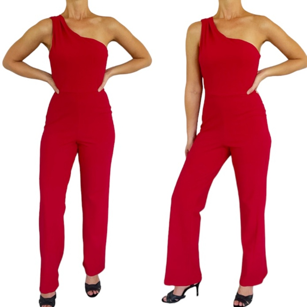 Crystal Sky red one shoulder jumpsuit size XS